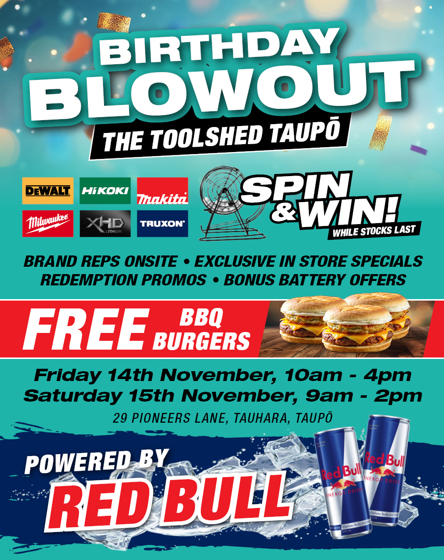 ToolShed Taupo Birthday Blowout Invite